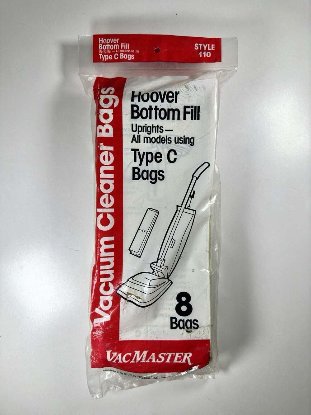 VacMaster Hoover Bottom Fill Type C bags 8 Bags Style 110 new in pack